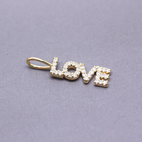 Gold Or Silver CZ Word Script Pendant, LOVE Pendant, Wording charm, Positive Wording, Inspiration Charm, 16x5mm,CP170