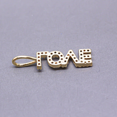 Gold Or Silver CZ Word Script Pendant, LOVE Pendant, Wording charm, Positive Wording, Inspiration Charm, 16x5mm,CP170