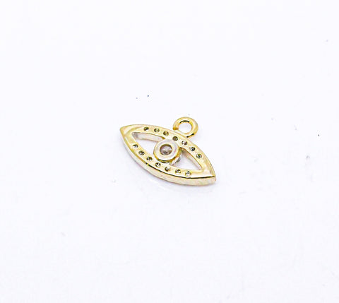 Dainty Cute Gold or Silver or black  Evil eye cz Charm, One stone evil eye pendant, 1 pc or 10 pcs, WHOLESALE,CP129