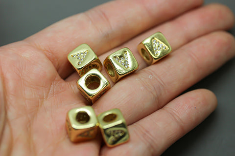 HOT SELLER Gold Alphabet Cubes, Gold Letter Cubes, M-R Letters, 9x9mm, 1pc, 5 pcs, 10 pcs, Wholesale