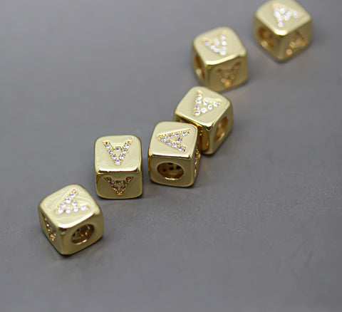 HOT SELLER Gold Alphabet Cubes, Gold Letter Cubes, S-Z Letters, 9x9mm, 1pc, 5 pcs, 10 pcs, Wholesale