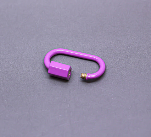 Lilac Purple Small U Shape Screw Clasp, Painted Carabiner Clasp, Painted Lacquer Clasp, Oval Screw Clasp, Strong, 1 pc or 10 pcs, WHOLESALE