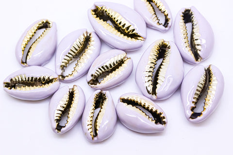 Pastel Purple enamel cowrie shell, single shell, pendant, connector, summer vibe, beach accessories, 1 pc, 10 pcs, WHOLESALE