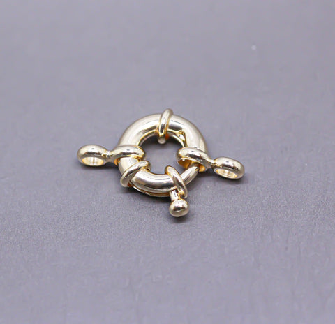 -5 pcs Gold Spring Ring Clasp, Sailor Round Clasp, 11mm, Gold, Silver or Gunmetal, 5 pcs, WHOLESALE