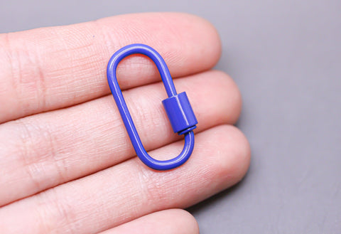 Royal Blue Large U Shape Screw Clasp, 25x14mm, Painted Carabiner Clasp, Painted Lacquer Clasp, Oval Screw Clasp, 1 pc or 10 pcs, WHOLESALE