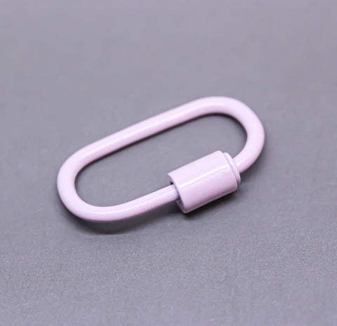 Pastel Pink Large U Shape Screw Clasp, 25x14mm, Painted Carabiner Clasp, Painted Lacquer Clasp, Oval Screw Clasp, 1 pc or 10 pcs, WHOLESALE