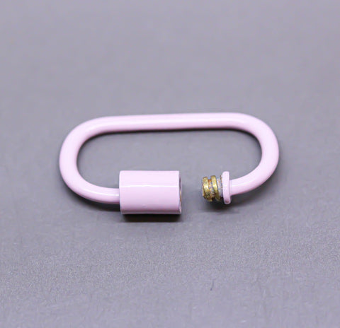 Pastel Pink Large U Shape Screw Clasp, 25x14mm, Painted Carabiner Clasp, Painted Lacquer Clasp, Oval Screw Clasp, 1 pc or 10 pcs, WHOLESALE