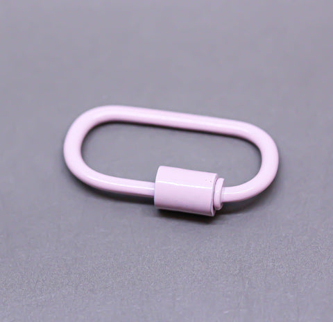 Pastel Pink Large U Shape Screw Clasp, 25x14mm, Painted Carabiner Clasp, Painted Lacquer Clasp, Oval Screw Clasp, 1 pc or 10 pcs, WHOLESALE