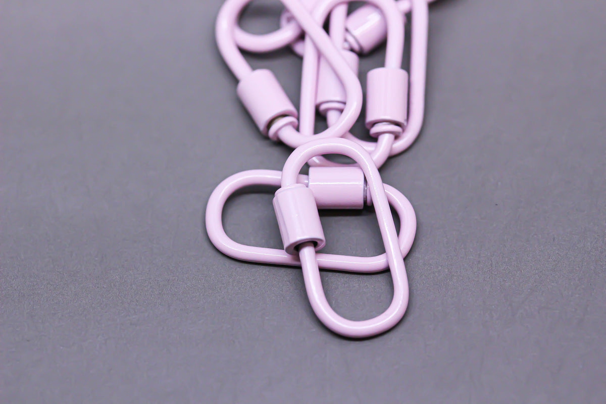 Pastel Pink Large U Shape Screw Clasp, 25x14mm, Painted Carabiner Clasp, Painted Lacquer Clasp, Oval Screw Clasp, 1 pc or 10 pcs, WHOLESALE