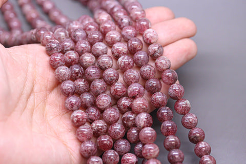 -Angelic Natural Madagascar Muscovite round beads, 6mm, 8mm, 10mm round beads, Rosy Red,  Full Strand, WHOLESALE