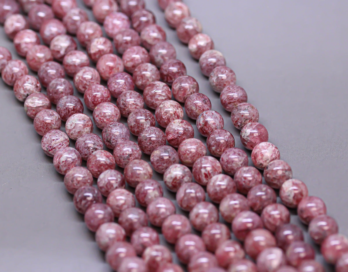 -Angelic Natural Madagascar Muscovite round beads, 6mm, 8mm, 10mm round beads, Rosy Red,  Full Strand, WHOLESALE