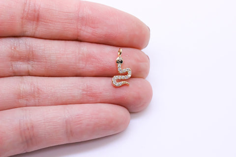 Tiny Cute Gold or SIlver cz Serpent Snake Pendant or Charm, 10x7mm, cz Serpent Snake, 1 pc or 10 pcs, WHOLESALE,CPG295-CPS295