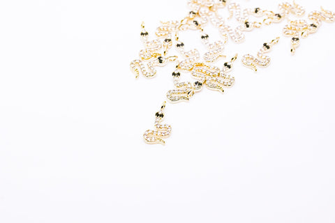 Tiny Cute Gold or SIlver cz Serpent Snake Pendant or Charm, 10x7mm, cz Serpent Snake, 1 pc or 10 pcs, WHOLESALE,CPG295-CPS295