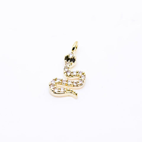 Tiny Cute Gold or SIlver cz Serpent Snake Pendant or Charm, 10x7mm, cz Serpent Snake, 1 pc or 10 pcs, WHOLESALE,CPG295-CPS295