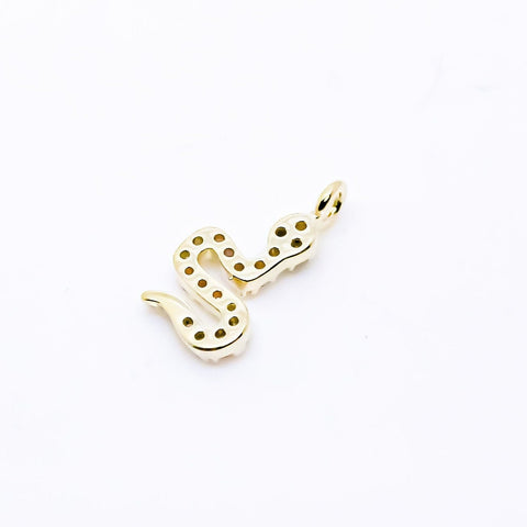 Tiny Cute Gold or SIlver cz Serpent Snake Pendant or Charm, 10x7mm, cz Serpent Snake, 1 pc or 10 pcs, WHOLESALE,CPG295-CPS295