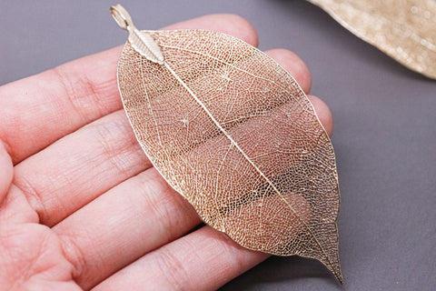 Gold Dipped Real Leaf Pendant, Real Leaf Jewelry, Three inches, Natural Jewelry Component, 1 pc or 10 pcs, WHOLESALE