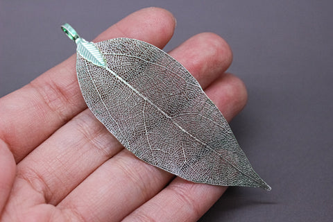 Forest Green Real Leaf Dipped Pendant, Real Leaf Jewelry, Three inches, Natural Jewelry Component,1 pc or 10 pcs, WHOLESALE