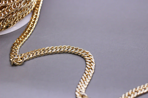 Gold Double Helix Cuban Chain, Gold Thick Cuban Chain, 6.2mm Thick Cuban Chain, Gold Layering Chain, Sell By Footage, WHOLESALE