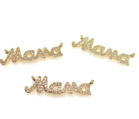 Gold or Silver Mama cz set cursive wordings pendant, Mother’s Day, Mother’s Day Gift, MAMA, Love Our Moms, 1 pc or 10pcs, Wholesale,CNG030