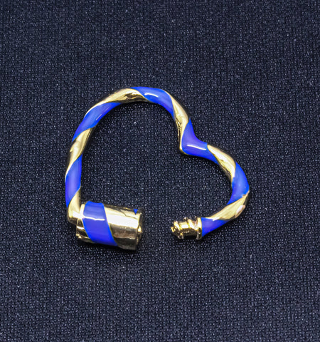 Navy Blue and Gold Small Heart Enamel Screw Clasp, Carabiner Lock, Screw Lock, 24mm, 1 pcs or 10 pcs, WHOLESALE CLG104