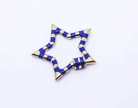 Navy Blue and Gold Open Heart Enamel Screw Clasp, Carabiner Lock, Screw Lock, 32mm, 1 pcs or 10 pcs, WHOLESALE