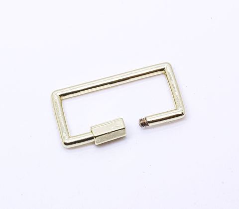 Gold or Silver Plain Open 24x12mm, Open Recangle Screw on Clasp, Carabiner Lock, Rectangle Clasp, 1 pc or 10 pcs, WHOLESALE