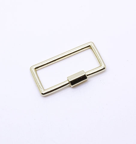 Gold or Silver Plain Open 24x12mm, Open Recangle Screw on Clasp, Carabiner Lock, Rectangle Clasp, 1 pc or 10 pcs, WHOLESALE