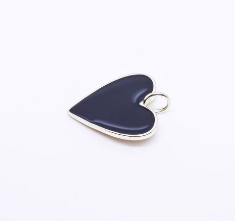Large or Small Gold Enamel Heart Pendant, Red, White or Black Enamel, 15mm or 26mm, 1 pc or 10 pcs, WHOLESALE,CPG204