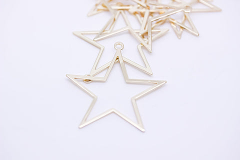 -2 pcs of Gold, Silver or Gun metal Large Open Star charm, 40mm, Open Star Pendant, Star Pendant, 2 pcs, 10pcs, WHOLESALE