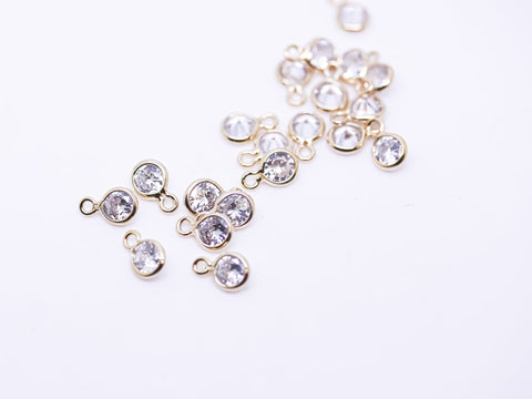 10 pcs of 4mm AAA quality Clear CZ Bezel Round Drops,4mm round crystal Drops, Crystal Drops,CZ Drops,10 pcs,CPG430