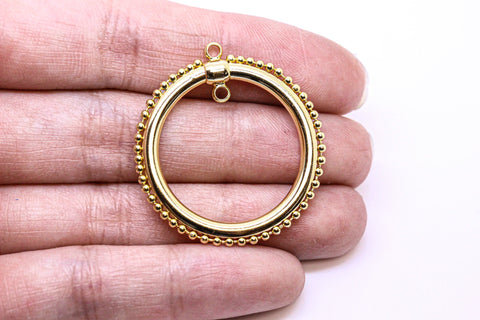 Large Gold Decorative Round Open Hoop, 31mm, Perfect for Earrings or Necklace, 1 pc or 10 pcs, WHOLESALE,CPG697