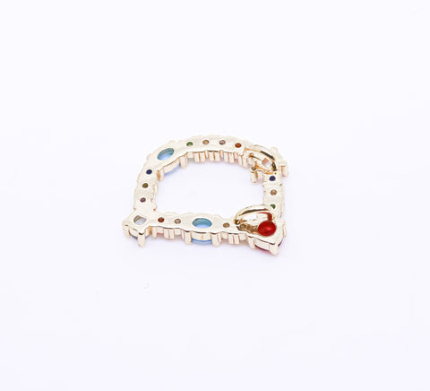 Rainbow color CZ Letter A-F,  15mm Pendant, Rainbow Initial Pendant, 1 pc, 5 pcs, or 1 set, Wholesale