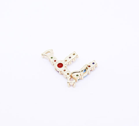 Rainbow color CZ Letter A-F,  15mm Pendant, Rainbow Initial Pendant, 1 pc, 5 pcs, or 1 set, Wholesale
