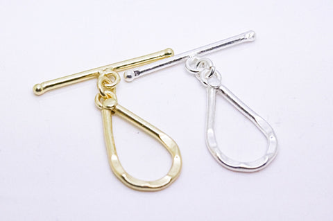 -5 sets of Gold Hammered Teardrop Focal Toggle Clasp, 32 x 18mm, Toggle Clasp, Tarnish resistant, 5 sets,WHOLESALE,CLG040