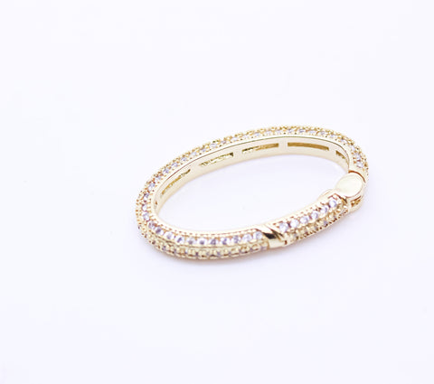 Gold, Silver or Gunmetal Small Full Pave Oval Spring Gate Ring, Double Sided, , 1 pc or 10 pcs, WHOLESALE,CLG119-CLS119-CLB119