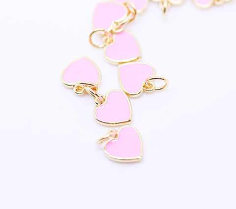 Gold Cute Dainty enamel Heart charm, 8mm, red, pink, navy blue, light green, black, turquoise, white, 1 pc or 10 pcs, WHOLESALE,CPG148