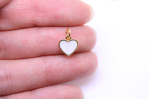 Gold Cute Dainty enamel Heart charm, 8mm, red, pink, navy blue, light green, black, turquoise, white, 1 pc or 10 pcs, WHOLESALE,CPG148