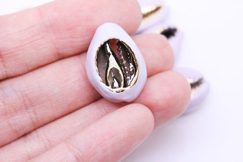Pastel Purple enamel cowrie shell, single shell, pendant, connector, summer vibe, beach accessories, 1 pc, 10 pcs, WHOLESALE