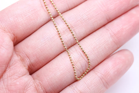 Gold 1mm Beaded necklace,Water-Resistant,16" Mini beaded Necklace, Great for Charm Layering,1 inch extension, 1pc or 12 pcs,WHOLESALE,NKG001
