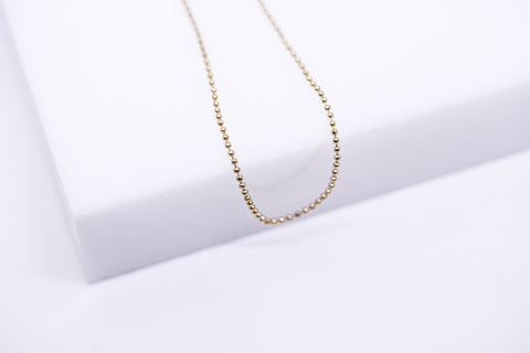 Gold 1mm Beaded necklace,Water-Resistant,16" Mini beaded Necklace, Great for Charm Layering,1 inch extension, 1pc or 12 pcs,WHOLESALE,NKG001