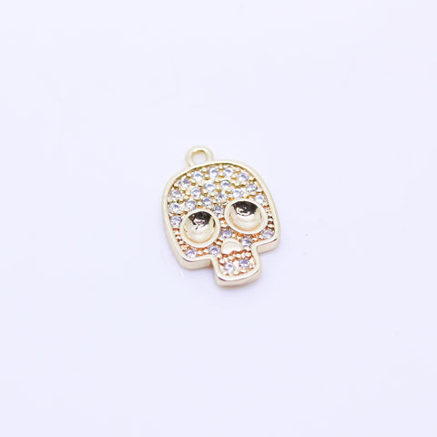 Gold Or Silver cz Skull Charm, 14x10mm, gold skull charm, Silver Skull Charm, 1 pc or 10 pcs, WHOLESALE,CPG315-CPS315