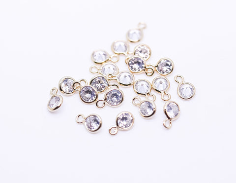 10 pcs of 4mm AAA quality Clear CZ Bezel Round Drops,4mm round crystal Drops, Crystal Drops,CZ Drops,10 pcs,CPG430