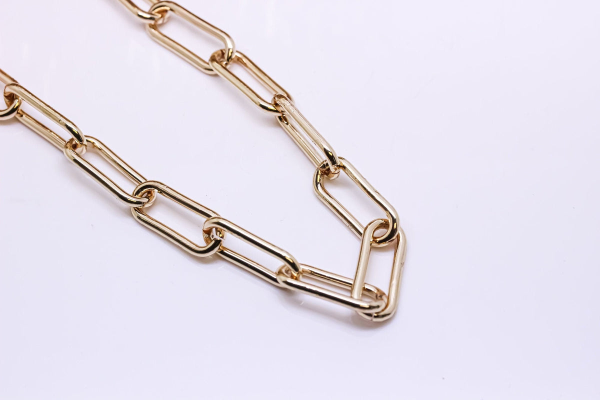 Gold Chubby large Link PaperClip Chain, 8x21mm, Gold Paperclip Chain, Sell By Footage, CHG031