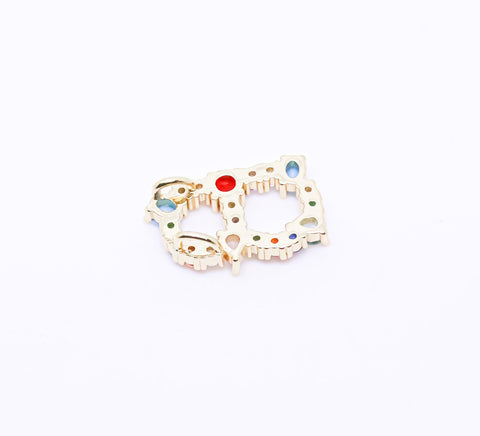 Rainbow color CZ Letter A-F,  15mm Pendant, Rainbow Initial Pendant, 1 pc, 5 pcs, or 1 set, Wholesale