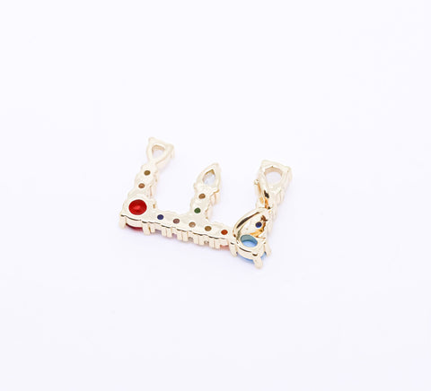 Rainbow color CZ Letter A-F,  15mm Pendant, Rainbow Initial Pendant, 1 pc, 5 pcs, or 1 set, Wholesale