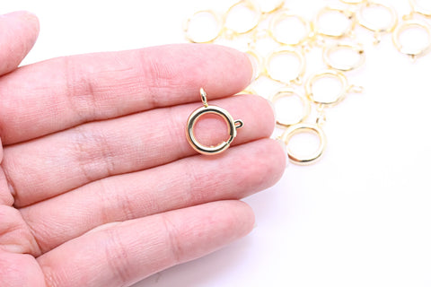 -5 pcs of Gold or Silver Spring Ring Clasp, 12mm, spring clasp, Round clasp, 5 pcs, CLG114-CLS114