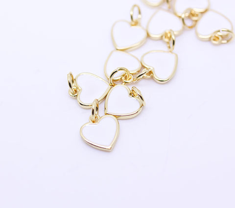 Gold Cute Dainty enamel Heart charm, 8mm, red, pink, navy blue, light green, black, turquoise, white, 1 pc or 10 pcs, WHOLESALE,CPG148