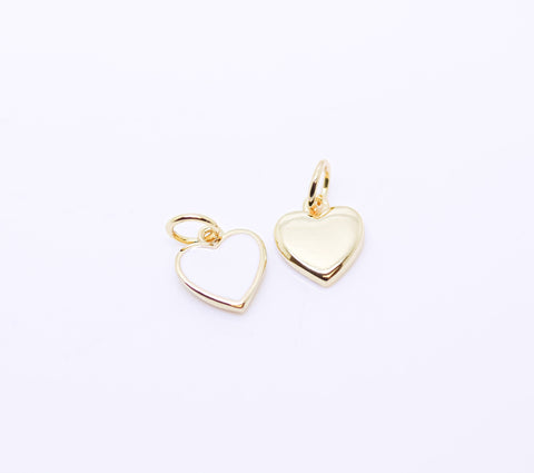 Gold Cute Dainty enamel Heart charm, 8mm, red, pink, navy blue, light green, black, turquoise, white, 1 pc or 10 pcs, WHOLESALE,CPG148