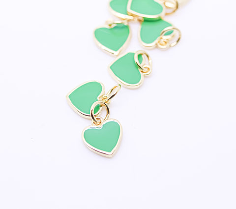 Gold Cute Dainty enamel Heart charm, 8mm, red, pink, navy blue, light green, black, turquoise, white, 1 pc or 10 pcs, WHOLESALE,CPG148