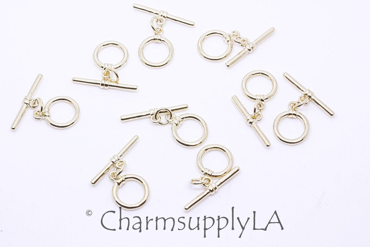 Set of 5 Gold Or Silver Plain Toggle Clasps, 10mm, OT Clasp, 5 sets, 10 sets or 50 sets, WHOLESALE, CLG043,CLS043